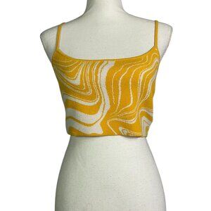 PacSun Yellow/White, Cropped Knit Top, Medium